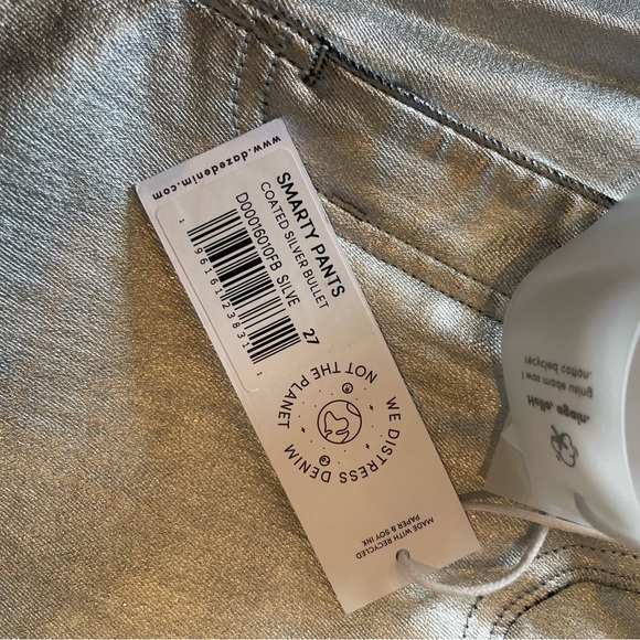 Daze- NWT SZ 27 Metallic Straight-Leg Jean Denim Smarty Pants - Picture 8 of 8
